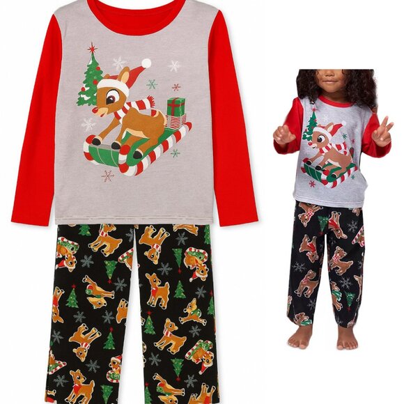 Toddler 2pc Rudolph Pajama Set Size 2T New Boys Girls Holiday Briefly Stated - Picture 1 of 9